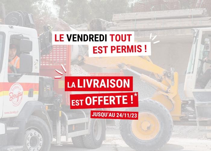 Livraison de matériaux de construction offerte chaque vendredi du mois de novembre 2023